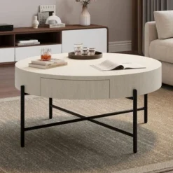Coffee Table With Drawers Round Living Room Table Wood Accent Coffee Table With Storage Farmhouse Center Table -Garvee Sales GUEST 0d169066 bcdf 420b 9e28 51963885a10b
