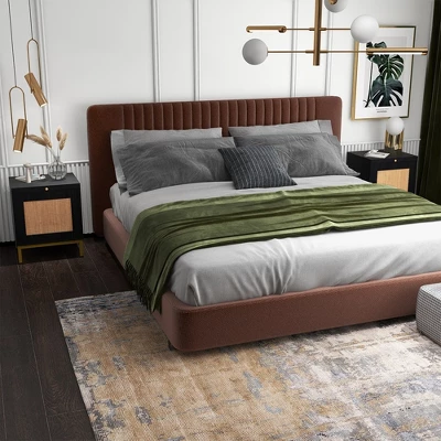 Set Of 2 Rattan Night Stands, Modern Farmhouse End Tables With Tray, Storage Shelf For Entryway, Bedroom, Living Room 5 Set Of 2 Rattan Night Stands, Modern Farmhouse End Tables With Tray, Storage Shelf For Entryway, Bedroom, Living Room - Image 5