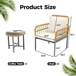 3-Piece Patio Furniture Set, Outdoor Wicker Rattan Chairs With Glass Table 10 3-Piece Patio Furniture Set, Outdoor Wicker Rattan Chairs With Glass Table -Garvee Sales GUEST 0d62158c cd30 4f25 bfc1 e8b1502621c4