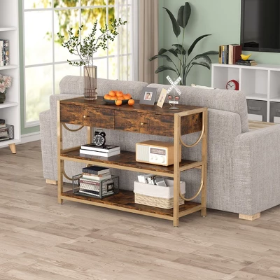 Console Sofa Table With Drawers And Shelves, 32 Inch Entryway Table 4 Console Sofa Table With Drawers And Shelves, 32 Inch Entryway Table - Image 4