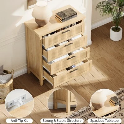 Fluted Drawer Dresser For Bedroom, Mid Century Modern Chest Of Drawers, Wooden Fluted Dresser Chest With Clothes Storage Cabinet, Oak & White 12 Fluted Drawer Dresser For Bedroom, Mid Century Modern Chest Of Drawers, Wooden Fluted Dresser Chest With Clothes Storage Cabinet, Oak & White - Image 12