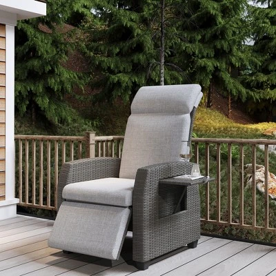 Indoor Outdoor Wicker Recliner Chair With Flip-Up Table Air Pump 155¡ã Lay Flat, Adjustable Wicker Lounge Recliner Chair With Backrest And Footrest 8 Indoor Outdoor Wicker Recliner Chair With Flip-Up Table Air Pump 155¡ã Lay Flat, Adjustable Wicker Lounge Recliner Chair With Backrest And Footrest - Image 8