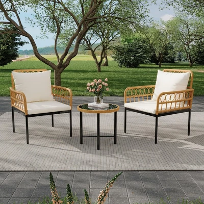 Wicker Patio Bistro Sets Outdoor Conversation Sets With Side Table And Rattan Chairs, Patio Furniture Set For Apartment, Backyard, Porch 2 Wicker Patio Bistro Sets Outdoor Conversation Sets With Side Table And Rattan Chairs, Patio Furniture Set For Apartment, Backyard, Porch - Image 2