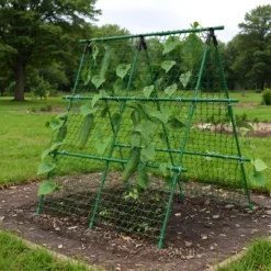 Cucumber Trellis 4x4FT Metal A-Frame Garden Trellis With Netting, Heavy-Duty Outdoor Climbing Plant Support – Green -Garvee Sales GUEST 107a6512 6c94 4bcf 96b0 84d3bd68f270
