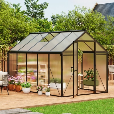 Garvee Walk-In Greenhouse With Polycarbonate Panels, Aluminum Frame, Quick Setup, Roof Vent, Outdoor Garden Greenhouse 3 Garvee Walk-In Greenhouse With Polycarbonate Panels, Aluminum Frame, Quick Setup, Roof Vent, Outdoor Garden Greenhouse - Image 3