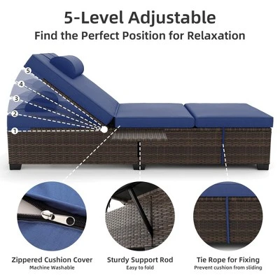 Whizmax Rattan Chaise Lounge Pool Chairs, Outdoor Sun Tanning Chairs With Adjustable Backrest For Beach, Yard, Patio 4 Whizmax Rattan Chaise Lounge Pool Chairs, Outdoor Sun Tanning Chairs With Adjustable Backrest For Beach, Yard, Patio - Image 4