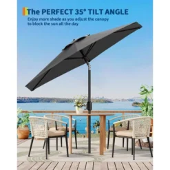 7.5FT Outdoor Patio Umbrella With 6 Sturdy Ribs, Table Umbrella With Push Button Tilt And Crank, UV Protection Waterproof (Gray) 12 7.5FT Outdoor Patio Umbrella With 6 Sturdy Ribs, Table Umbrella With Push Button Tilt And Crank, UV Protection Waterproof (Gray) -Garvee Sales GUEST 114ec7e8 10b0 44d1 bec6 b4eb27fb02a5