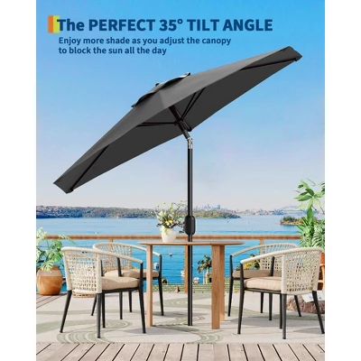 7.5FT Outdoor Patio Umbrella With 6 Sturdy Ribs, Table Umbrella With Push Button Tilt And Crank, UV Protection Waterproof (Gray) 6 7.5FT Outdoor Patio Umbrella With 6 Sturdy Ribs, Table Umbrella With Push Button Tilt And Crank, UV Protection Waterproof (Gray) - Image 6