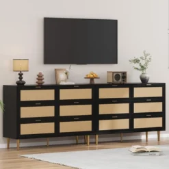 Garvee 6 Drawer Rattan Dresser With Gold Legs And Handles, Wide Double Storage Chest With Anti-Tipping Design For Bedroom Or Living Room 12 Garvee 6 Drawer Rattan Dresser With Gold Legs And Handles, Wide Double Storage Chest With Anti-Tipping Design For Bedroom Or Living Room -Garvee Sales GUEST 116b39ec da34 46cc 9b75 861fb7cdfc66