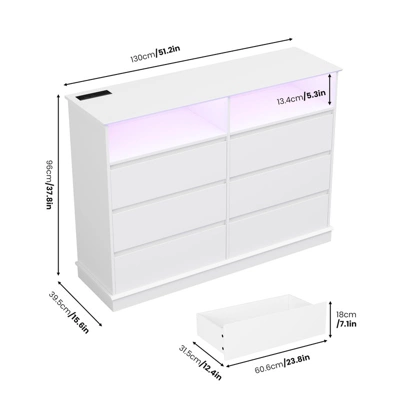 6/8 Drawer Dressers For Bedroom, Chest Of Drawers With Deep Drawers, Large Double Dresser For Closet With Wide Top, Horizontal Wooden Dresser 1 6/8 Drawer Dressers For Bedroom, Chest Of Drawers With Deep Drawers, Large Double Dresser For Closet With Wide Top, Horizontal Wooden Dresser