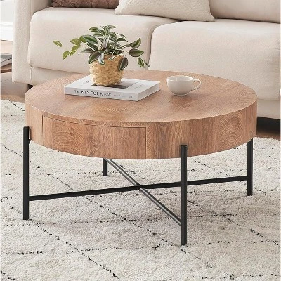 Round Coffee Table With Drawers Circle Living Room Table Wood Accent Coffee Table 8 Round Coffee Table With Drawers Circle Living Room Table Wood Accent Coffee Table - Image 8