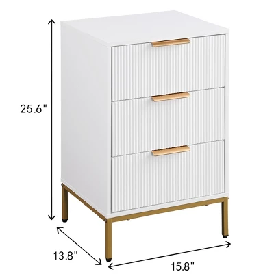 Night Stand,Tall Bedside Table With 3Storage Drawers,White Nightstand,Bedside Furniture 4 Night Stand,Tall Bedside Table With 3Storage Drawers,White Nightstand,Bedside Furniture - Image 4