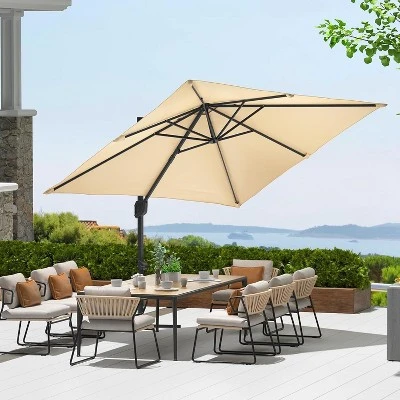 10ftx10ft Cantilever Patio Umbrella With Base,umbrella Outdoor Patio,360 Rotation Outdoor Umbrella With Stand For Deck,Pool,Backyard 7 10ftx10ft Cantilever Patio Umbrella With Base,umbrella Outdoor Patio,360 Rotation Outdoor Umbrella With Stand For Deck,Pool,Backyard - Image 7