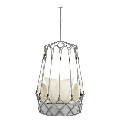 Outdoor Porch Swing Chair Hanging Basket, Patio Swing Chair With Cushion, Hanging Porch Swing For Backyard Garden Balcony, Hold Up To 300 LBS 6 Outdoor Porch Swing Chair Hanging Basket, Patio Swing Chair With Cushion, Hanging Porch Swing For Backyard Garden Balcony, Hold Up To 300 LBS - Image 6