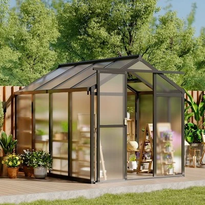 Whizmax 6' X 8' Greenhouse, Upgraded Polycarbonate Green House With Vent, Aluminum Frame, Greenhouses For Outdoors For Yard, Garden, Hobby 7 Whizmax 6' X 8' Greenhouse, Upgraded Polycarbonate Green House With Vent, Aluminum Frame, Greenhouses For Outdoors For Yard, Garden, Hobby - Image 7