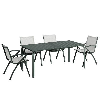 9 PCS Aluminum Patio Dining Set, Outdoor Furniture Set With 8 Stackable Aluminum Dining Chairs And Table, Outdoor Table And Chairs, Black 4 9 PCS Aluminum Patio Dining Set, Outdoor Furniture Set With 8 Stackable Aluminum Dining Chairs And Table, Outdoor Table And Chairs, Black - Image 4
