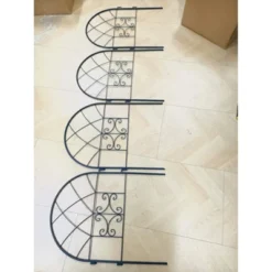 Black Wrought Iron Fence Panels, Decorative Outdoor Garden Fencing For Yard, Patio, Flower Bed Border