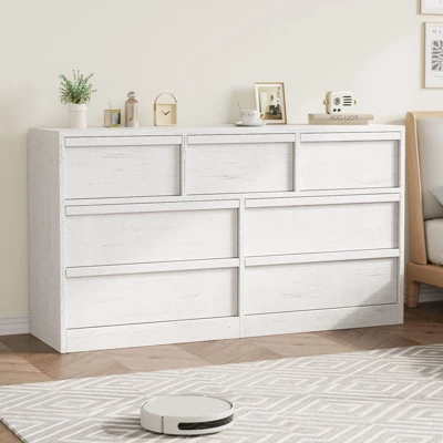 Garvee 7 Drawer Dresser For Bedroom, White Double Dresser Organizer With Concave Handles, Modern Chest Of Drawers For Bedroom Living Room Nursery 3 Garvee 7 Drawer Dresser For Bedroom, White Double Dresser Organizer With Concave Handles, Modern Chest Of Drawers For Bedroom Living Room Nursery - Image 3