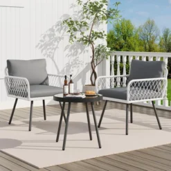 Garnee 3 Pieces Patio Bistro Set, Outdoor Wicker Set With Coffee Table, All-Weather Rattan Balcony Furniture For 3 With Table & Cushions 9 Garnee 3 Pieces Patio Bistro Set, Outdoor Wicker Set With Coffee Table, All-Weather Rattan Balcony Furniture For 3 With Table & Cushions -Garvee Sales GUEST 137ebd14 4f2f 4229 9192 898938f7d3db