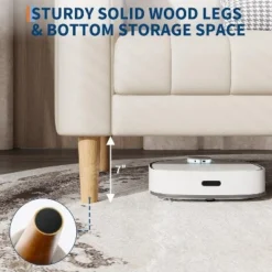 Faux Leather Sofa Couch, Modern 78" W Sofa With Deep Seats, 3 Seater Sofa Couch With 2 Throw Pillows And Wood Legs, For Living Room -Garvee Sales GUEST 13b1d37e bb33 4cd0 9d94 234ca2a169f7