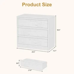 Garvee 3 Drawer Dresser For Bedroom, White Nightstand 3 Chest Of Drawers With Large Storage, Small Bedside Table For Living Room, Nursery, Entryway -Garvee Sales GUEST 143506c2 18fb 470f 92b0 475ce737b068