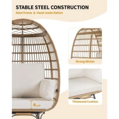 360Swivel Egg Chair, Patio Rotating Rattan Egg Basket Chair With Steel Frame And 4 Cushions, Heavy-Duty Wicker Chair For Porch, Backyard 11 360Swivel Egg Chair, Patio Rotating Rattan Egg Basket Chair With Steel Frame And 4 Cushions, Heavy-Duty Wicker Chair For Porch, Backyard -Garvee Sales GUEST 14a3494d 6dac 4463 b6ae eb81626b7fe8