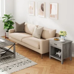 Garvee Farmhouse Gray Nightstand With Drawer And Storage Shelf For Bedroom Living Room 9 Garvee Farmhouse Gray Nightstand With Drawer And Storage Shelf For Bedroom Living Room -Garvee Sales GUEST 14abcc29 4602 4592 b994 bc71c84d00e2