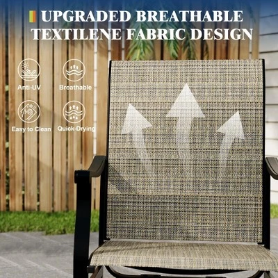 Set Of 2 Swivel Bar Stools With High Back & Armrest, Breathable Textilene Bar Chairs For Outdoor Patio, Lawn, Deck, Or Garden 4 Set Of 2 Swivel Bar Stools With High Back & Armrest, Breathable Textilene Bar Chairs For Outdoor Patio, Lawn, Deck, Or Garden - Image 4