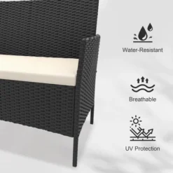 4-Piece All-Weather Patio Set - UV-Resistant PE Rattan & Rust-Proof Iron, Ergonomic Chairs, Tempered Glass Table For Indoor/Outdoor 18 4-Piece All-Weather Patio Set - UV-Resistant PE Rattan & Rust-Proof Iron, Ergonomic Chairs, Tempered Glass Table For Indoor/Outdoor -Garvee Sales GUEST 16327646 39ab 4f34 b2fd 41b323e5868e