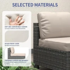 Garvee 7-Piece Patio Furniture Set, Rattan Wicker Sectional With Cushions, Modular Conversation Couch Set For Porch, Garden, Or Deck -Garvee Sales GUEST 165c946a 3dbb 4fa0 8afa aff24b172efa