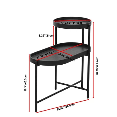Modern 2-Tier Side Table, Open Shelf With Sturdy Iron Frame And Legs, Easy Assembly, Nightstand Bedside Table 4 Modern 2-Tier Side Table, Open Shelf With Sturdy Iron Frame And Legs, Easy Assembly, Nightstand Bedside Table - Image 4