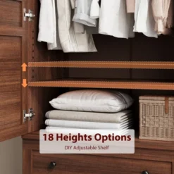 Armoire Wardrobe Closet With 2 Drawers,72" Wooden Tall Clothing Wardrobe Cabinet With Hanging Rod, Armoire With Doors Adjustable Shelves For Bedroom 11 Armoire Wardrobe Closet With 2 Drawers,72" Wooden Tall Clothing Wardrobe Cabinet With Hanging Rod, Armoire With Doors Adjustable Shelves For Bedroom -Garvee Sales GUEST 1683e5c0 63e5 4c2e af39 0c8045f902a1