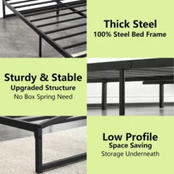 Low Bed Frame, 6 Inch California King Size Metal Platform Bed Frame With Arch Design, Heavy Duty Bed Frame, No Box Spring Needed, Black 9 Low Bed Frame, 6 Inch California King Size Metal Platform Bed Frame With Arch Design, Heavy Duty Bed Frame, No Box Spring Needed, Black -Garvee Sales GUEST 168efb61 c2d7 48f8 92c8 1681b91f8f15