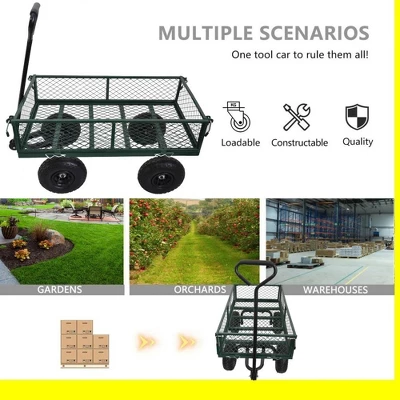 Steel Garden Cart Heavy Duty 550 Lbs Capacity With Removable Mesh Sides Utility Metal Wagon With 180° Rotating Handle Perfect For Garden 7 Steel Garden Cart Heavy Duty 550 Lbs Capacity With Removable Mesh Sides Utility Metal Wagon With 180° Rotating Handle Perfect For Garden - Image 7