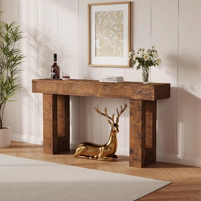 63" Farmhouse Console Table, Long Sofa Table Behind Couch, Wooden Entryway Table 1 63" Farmhouse Console Table, Long Sofa Table Behind Couch, Wooden Entryway Table