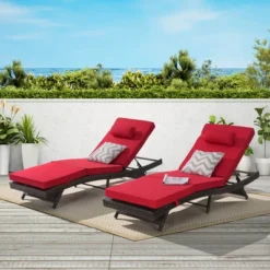 Outdoor Chaise Lounge Chair Set Of 2, Wicker Reclining Lounge With Adjustable Backrest & Cushion, Sunbathing Chair For Patio Pool Garden 21 Outdoor Chaise Lounge Chair Set Of 2, Wicker Reclining Lounge With Adjustable Backrest & Cushion, Sunbathing Chair For Patio Pool Garden -Garvee Sales GUEST 16ce8151 5bc2 4623 bcf1 fbe673c0f7db