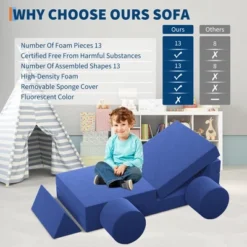 Kids Couch For Building Fort Toy,13pcs DIY Toddler Sofa,Velvet Toddler Futon Sofa Bed For Playroom, Bedroom,Grey 12 Kids Couch For Building Fort Toy,13pcs DIY Toddler Sofa,Velvet Toddler Futon Sofa Bed For Playroom, Bedroom,Grey -Garvee Sales GUEST 172edd2d 4f59 4ae8 9eba 86520b9c209b