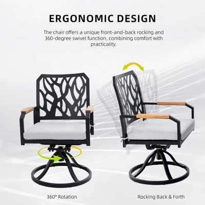 5-PC Outdoor Patio Aluminum Furniture Set, Modern Dining Set With 4 Swivel Rockers, Fabric Cushioned 4 5-PC Outdoor Patio Aluminum Furniture Set, Modern Dining Set With 4 Swivel Rockers, Fabric Cushioned - Image 4