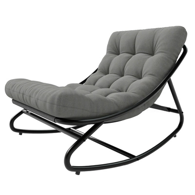 Outdoor Papasan Rocking Chair With Thick Waterproof Cushion, Heavy Duty Metal Rocker Chair,Comfy Lounge Chair For Indoor Living Room, Patio, Garden 3 Outdoor Papasan Rocking Chair With Thick Waterproof Cushion, Heavy Duty Metal Rocker Chair,Comfy Lounge Chair For Indoor Living Room, Patio, Garden - Image 3