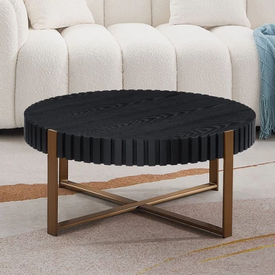 Round Coffee Table For Living Room, 31.5" Drum Coffee Table With Stainless Steels Pedestal Base, Farmhouse Handcrafted Circle Coffee Table 1 Round Coffee Table For Living Room, 31.5" Drum Coffee Table With Stainless Steels Pedestal Base, Farmhouse Handcrafted Circle Coffee Table