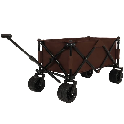 Utility Park Garden Cart, Folding Camping Trolley, Outdoor Picnic Beach Wagon, Brown 6 Utility Park Garden Cart, Folding Camping Trolley, Outdoor Picnic Beach Wagon, Brown - Image 6
