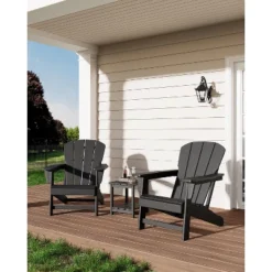 Modern Oversized Adirondack Chairs Set Of 2 With Side Table - HDPE Poly Lumber, 380lb Capacity & Weather-Resistant For Patio, Fire Pit -Garvee Sales GUEST 185f5152 1262 4e3a 8d74 35ff50c6591a