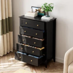 6 Drawer Dresser For Bedroom, Chest Of Drawer Dresser For 48 Inch TV, Modern Wood Organizer TV Stand For Living Room, Entryway, Hallway