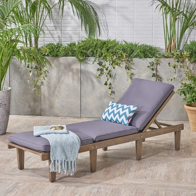 Outdoor Chaise Lounge With Cushion, Wooden Patio Reclining Chair With Adjustable Backrest, Sunbathing Chair For Patio Pool Garden Backyard 8 Outdoor Chaise Lounge With Cushion, Wooden Patio Reclining Chair With Adjustable Backrest, Sunbathing Chair For Patio Pool Garden Backyard - Image 8