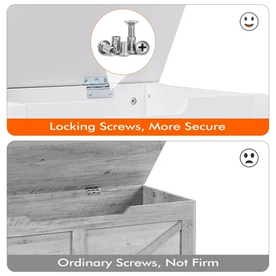 Whizmax Storage Bench - Entryway Shoe Bench With Seat Cushion & 2 Safety Hinges, Multi-Use Chest For Living Room, Bedroom, White 5 Whizmax Storage Bench - Entryway Shoe Bench With Seat Cushion & 2 Safety Hinges, Multi-Use Chest For Living Room, Bedroom, White - Image 5