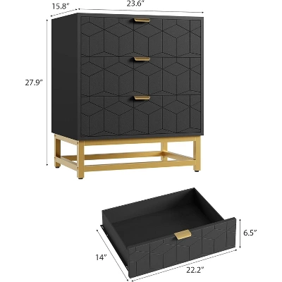 Modern 3/4/5/6/7 Drawer Dresser, Wide Chest With Gold Metal Legs & Handles, Wood Storage Organizer For Bedroom, Living Room, Hallway 2 Modern 3/4/5/6/7 Drawer Dresser, Wide Chest With Gold Metal Legs & Handles, Wood Storage Organizer For Bedroom, Living Room, Hallway - Image 2