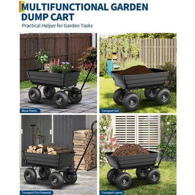 4 Cu. Ft. Poly Dump Cart - Heavy Duty 600 LBS Garden Cart, 10" No-Flat Tires & 180° Handle, Rust-Proof, For Yard, Landscaping, Gardening 5 4 Cu. Ft. Poly Dump Cart - Heavy Duty 600 LBS Garden Cart, 10" No-Flat Tires & 180° Handle, Rust-Proof, For Yard, Landscaping, Gardening - Image 5