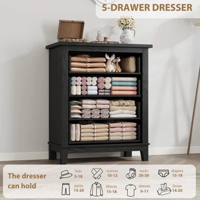 4 Dresser For Bedroom, 34.8" Tall Drawer Dresser With Storage Freestanding, Wooden Closet Storage Chest For Living Room, Bedroom, Office 5 4 Dresser For Bedroom, 34.8" Tall Drawer Dresser With Storage Freestanding, Wooden Closet Storage Chest For Living Room, Bedroom, Office - Image 5