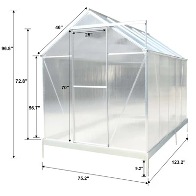 Polycarbonate Greenhouse, Aluminum Walk-in Greenhouses With Raised Base, Plant Greenhouse With Rain Gutter For Outdoor Garden Backyard 2 Polycarbonate Greenhouse, Aluminum Walk-in Greenhouses With Raised Base, Plant Greenhouse With Rain Gutter For Outdoor Garden Backyard - Image 2