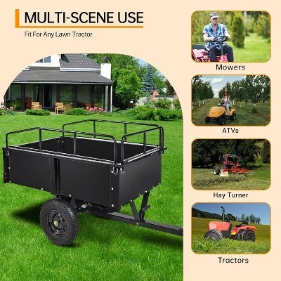750Lb Heavy Duty Utility Trailer W/Removable Sides, 15 Cu.Ft ATV/Garden Dump Cart, Pneumatic Tires For Lawn Mowers, Tractors, Farm (Black/Yellow) 4 750Lb Heavy Duty Utility Trailer W/Removable Sides, 15 Cu.Ft ATV/Garden Dump Cart, Pneumatic Tires For Lawn Mowers, Tractors, Farm (Black/Yellow) - Image 4